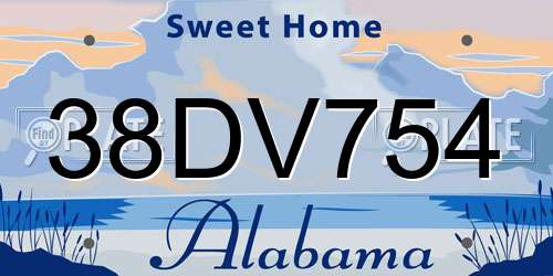 38DV754 Alabama License Plate
