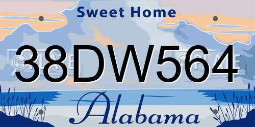 38DW564 Alabama License Plate