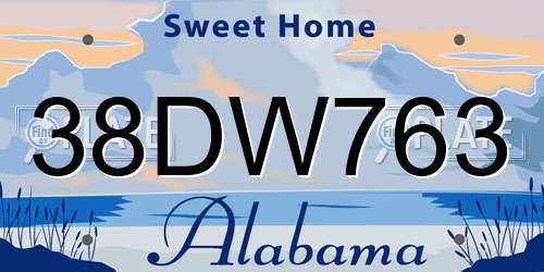 38DW763 Alabama License Plate