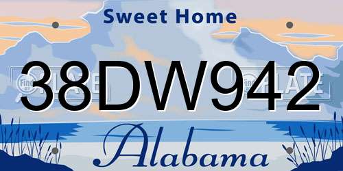 38DW942 Alabama License Plate