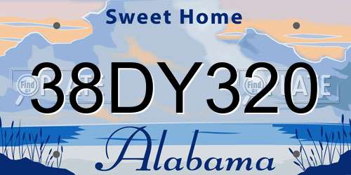 38DY320 Alabama License Plate