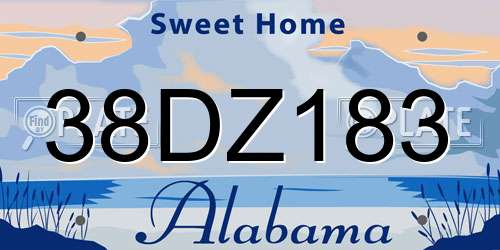 38DZ183 Alabama License Plate