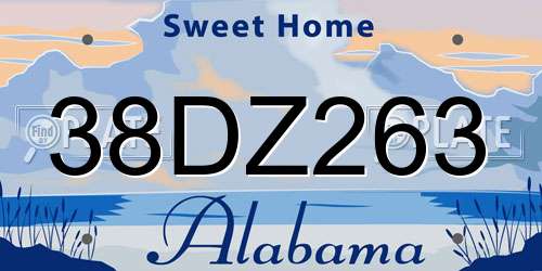 38DZ263 Alabama License Plate