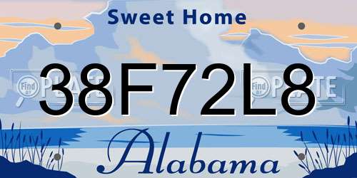 38F72L8 Alabama License Plate