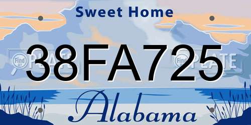 38FA725 Alabama License Plate