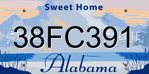 38FC391 Alabama License Plate
