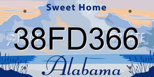 38FD366 Alabama License Plate
