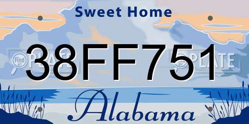 38FF751 Alabama License Plate