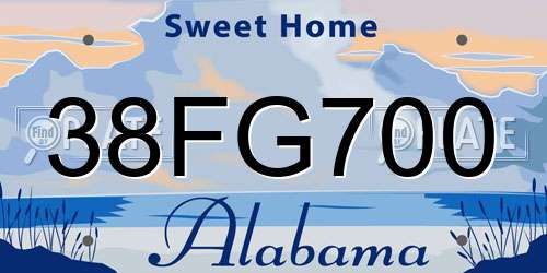 38FG700 Alabama License Plate