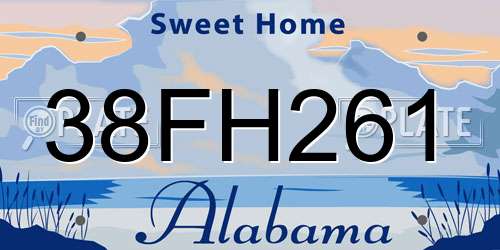 38FH261 Alabama License Plate