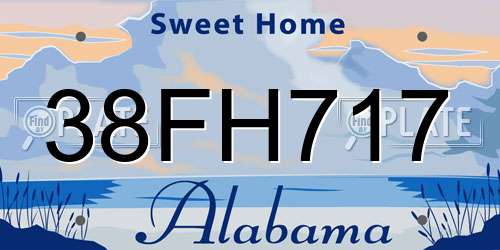38FH717 Alabama License Plate