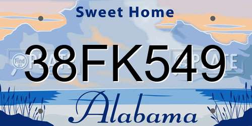 38FK549 Alabama License Plate