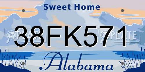 38FK571 Alabama License Plate
