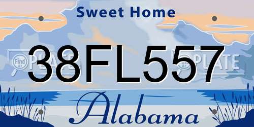 38FL557 Alabama License Plate