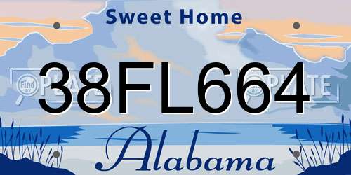 38FL664 Alabama License Plate