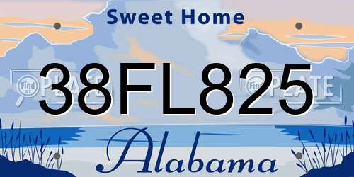 38FL825 Alabama License Plate