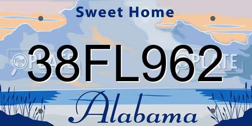 38FL962 Alabama License Plate