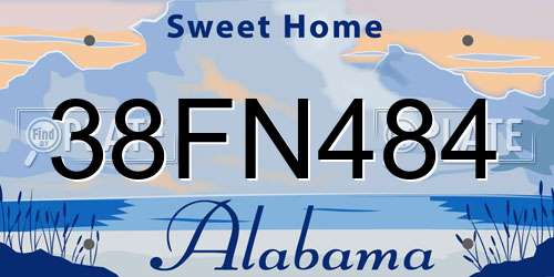 38FN484 Alabama License Plate