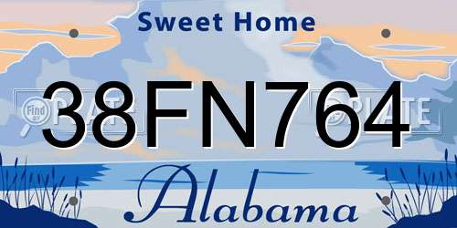 38FN764 Alabama License Plate