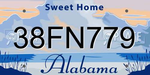 38FN779 Alabama License Plate