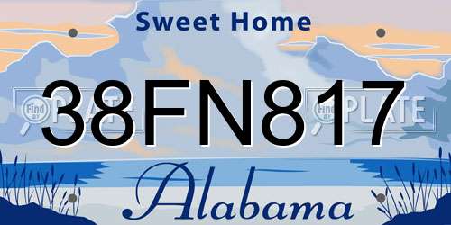38FN817 Alabama License Plate