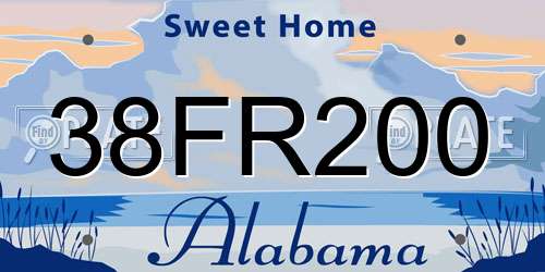38FR200 Alabama License Plate