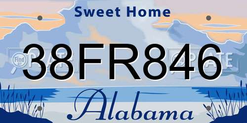 38FR846 Alabama License Plate
