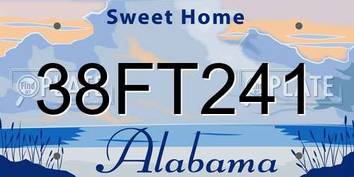 38FT241 Alabama License Plate