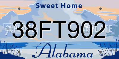 38FT902 Alabama License Plate