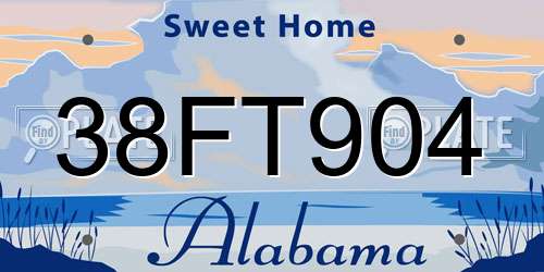 38FT904 Alabama License Plate