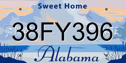 38FY396 Alabama License Plate