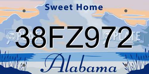 38FZ972 Alabama License Plate