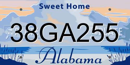 38GA255 Alabama License Plate