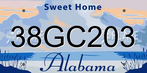 38GC203 Alabama License Plate