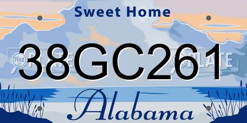 38GC261 Alabama License Plate
