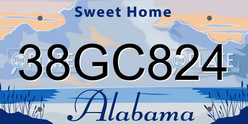 38GC824 Alabama License Plate