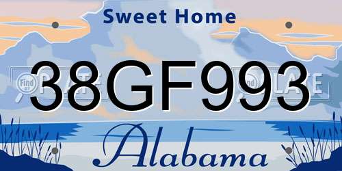 38GF993 Alabama License Plate