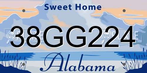 38GG224 Alabama License Plate