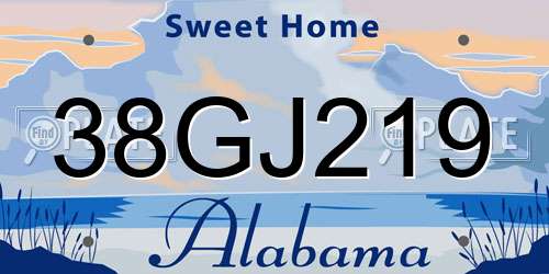 38GJ219 Alabama License Plate