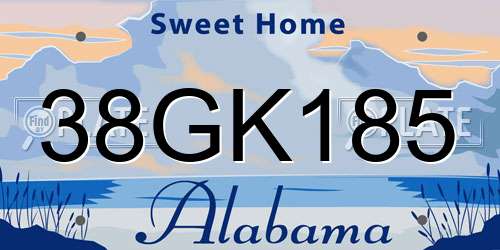 38GK185 Alabama License Plate