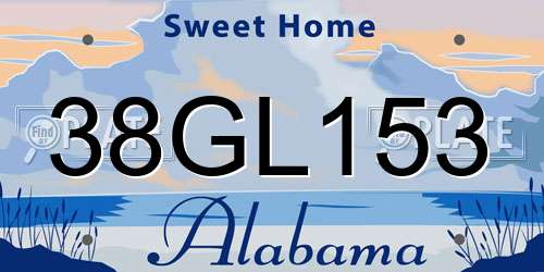 38GL153 Alabama License Plate
