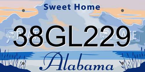 38GL229 Alabama License Plate