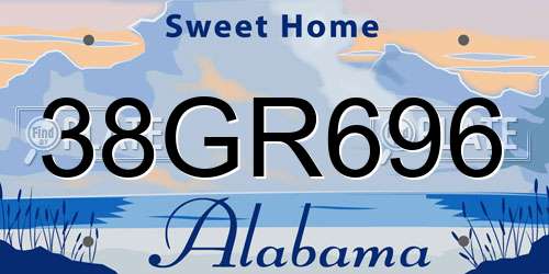 38GR696 Alabama License Plate