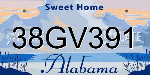 38GV391 Alabama License Plate