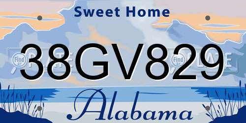 38GV829 Alabama License Plate