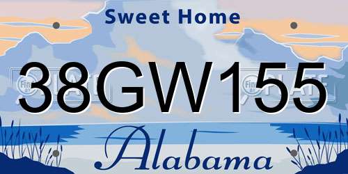 38GW155 Alabama License Plate