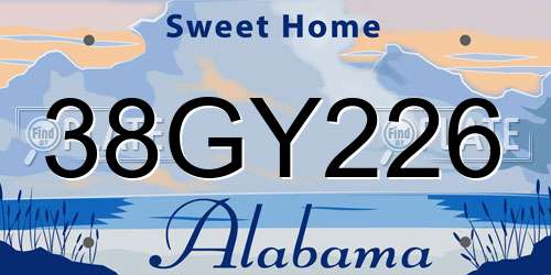 38GY226 Alabama License Plate