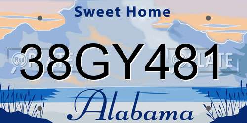 38GY481 Alabama License Plate