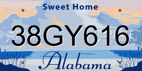 38GY616 Alabama License Plate