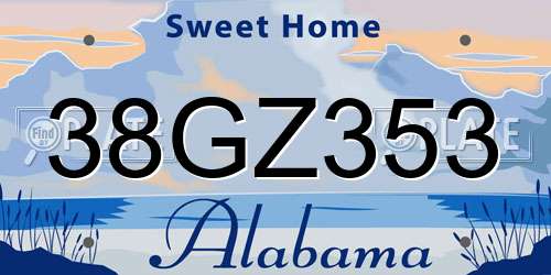 38GZ353 Alabama License Plate